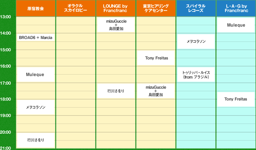 10/27 (SAT) タイムテーブル