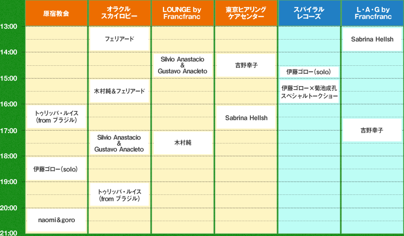 10/28 (SUN) タイムテーブル